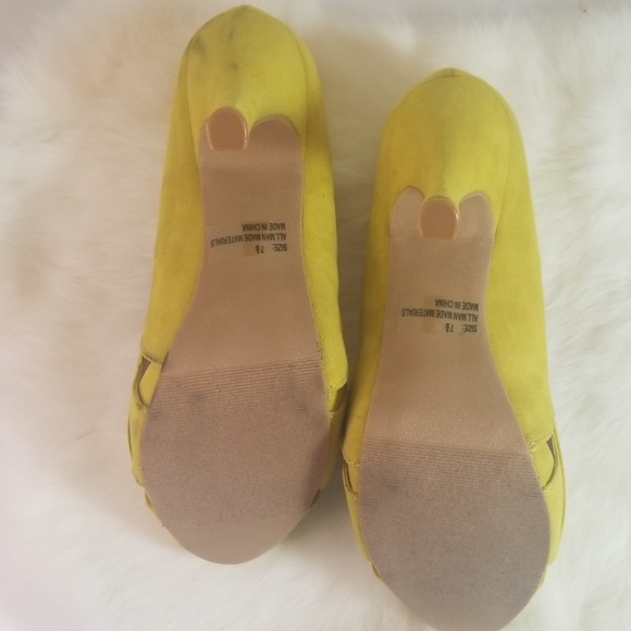 Qupid Neon Yellow Peep Toe Heel - Picture 5 of 5